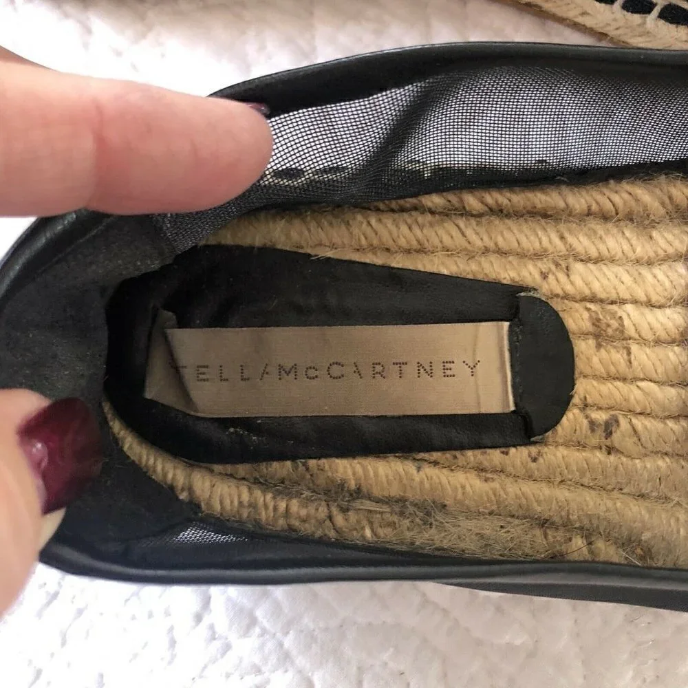 Stella McCartney Black Leather & Mesh Espadrilles Sz 40 US 9.5